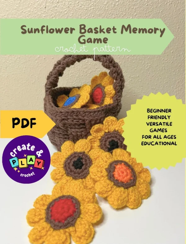 Crochet Pattern | Sunflower Basket Memory Game | Educational toy for Children